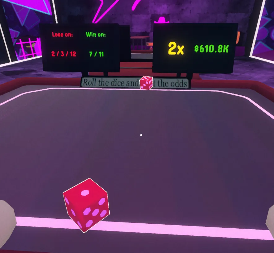 The first die's result on the table