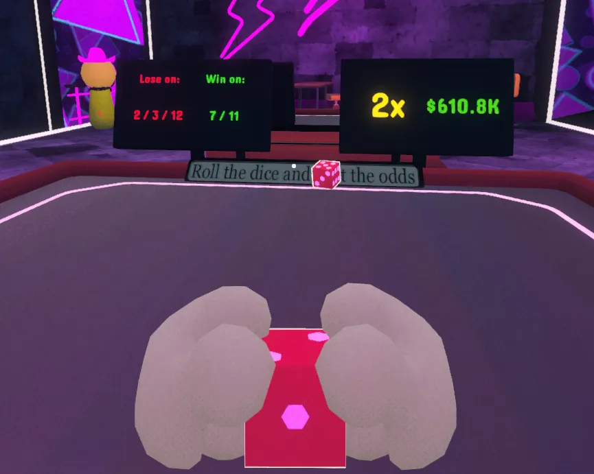 The second die after another left-click, showing a new number on top