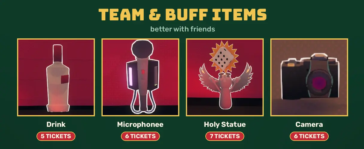 Team and Buff Items in Gamble With Your Friends