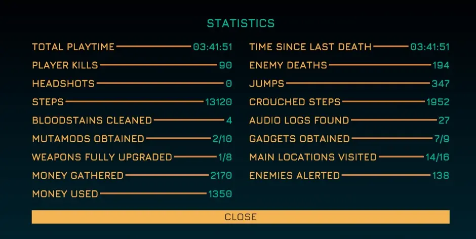 screenshot from the end of the run
