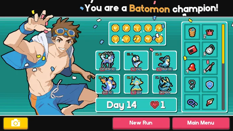 Winning Swim Coach water team on the Batomon champion screen