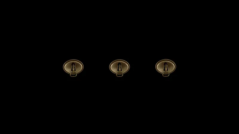Three keyholes on the dresser drawers