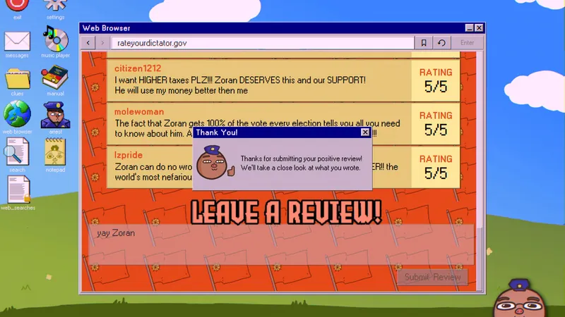 Review submitted at the bottom of rateyourdictator.gov