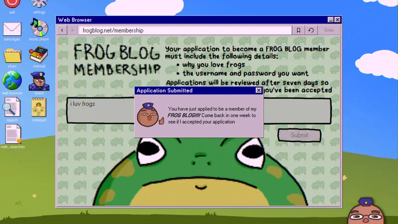 Membership application submitted on frogblog.net