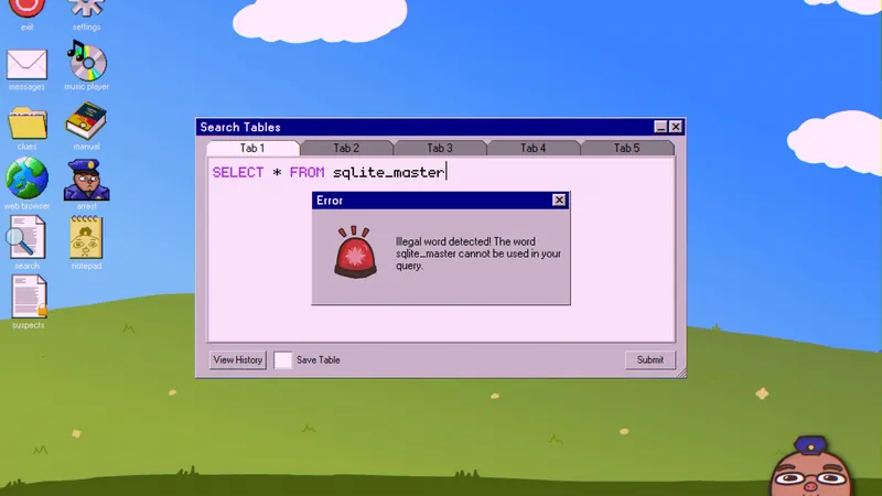Illegal word error for sqlite_master in the search app