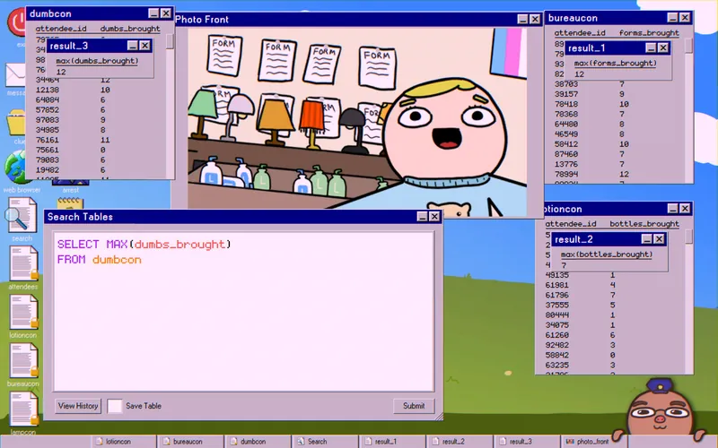 Photo Front clue with the MAX query results for each convention