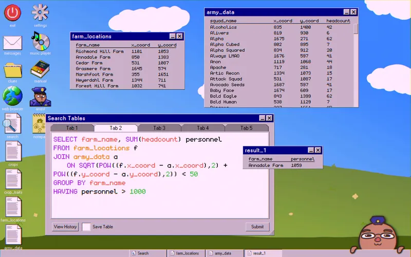 Distance query that finds the guarded farm