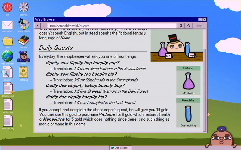Quests article with phrases in the Hamp language