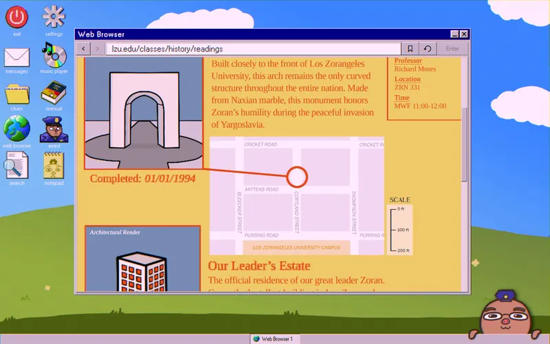 History class reading with the campus map and the arch completion date
