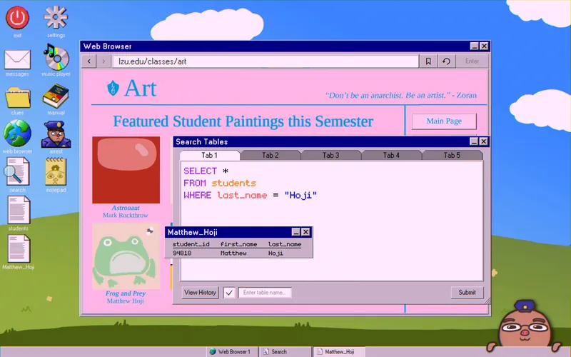 Art page with the White's Tree Frog painting and the Hoji query