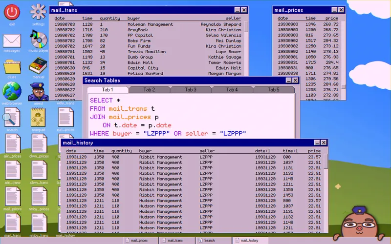 mail_trans joined with mail_prices for LZPPP trades