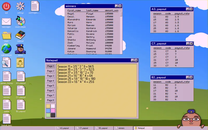 Notepad with the final multiplier for each season