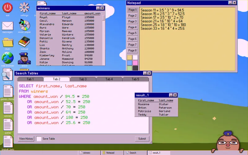 Winners query using each season's multiplier