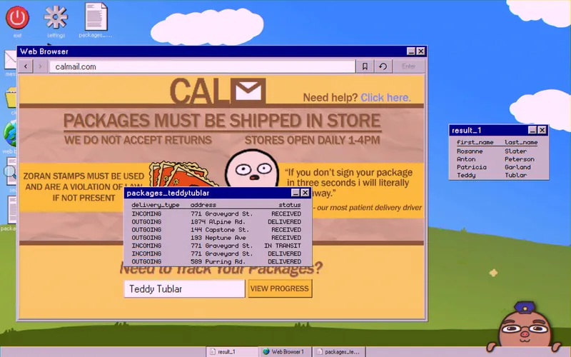 calmail.com package tracker with Teddy Tublar's packages