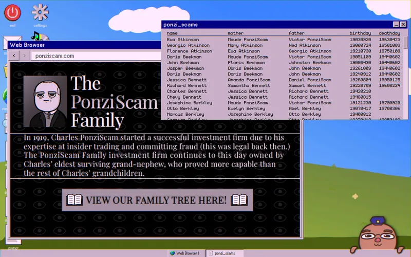 ponziscam.com page about the PonziScam family