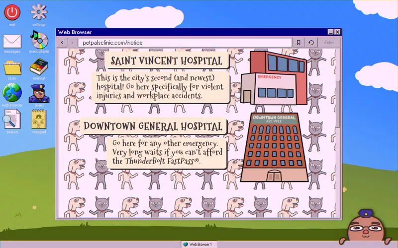 Notice page listing two hospitals