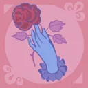 Achievement icon showing a hand holding a red rose