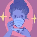 Achievement icon showing a woman sipping from a teacup