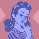 Achievement icon showing a woman with glasses raising a finger to her lips