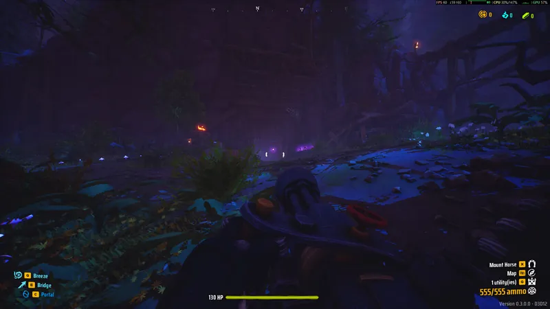 Dark area near a cave entrance at night