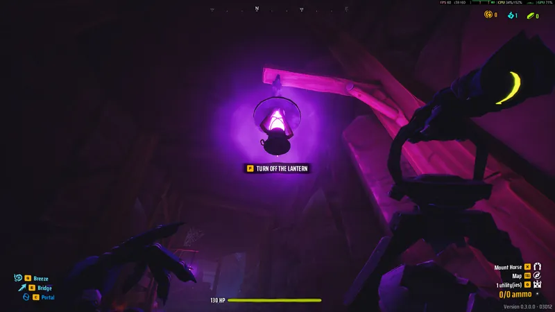 Hanging lantern with a Turn Off the Lantern prompt