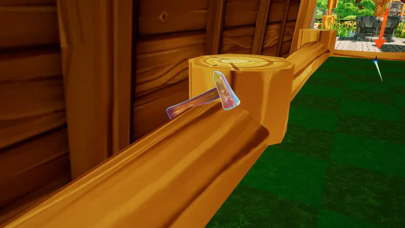Rainbow hammer on a log boundary of hole 1
