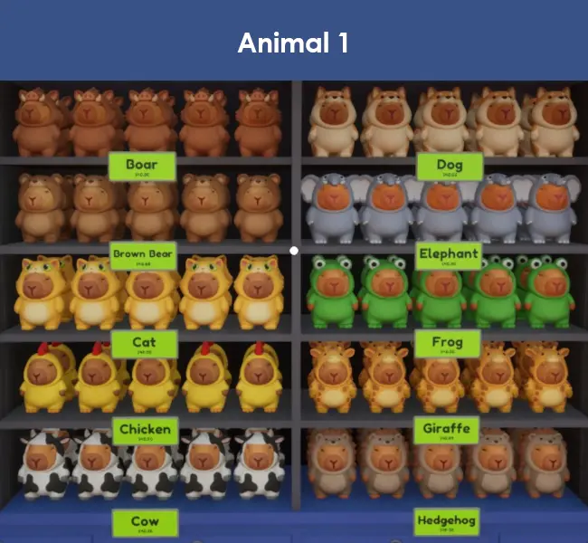 Animal capybaras in Sort The Capybaras, part 1