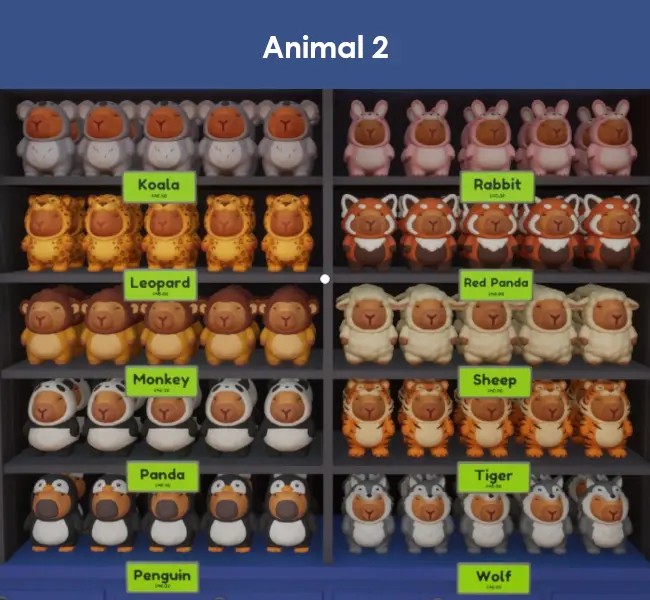 Animal capybaras in Sort The Capybaras, part 2