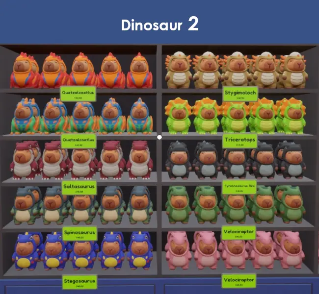 Dinosaur capybaras in Sort The Capybaras, part 2