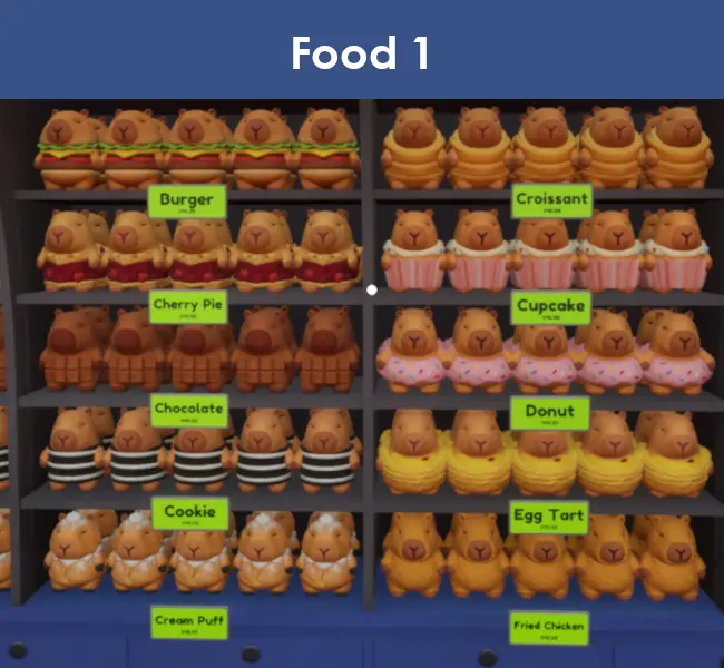 Food capybaras in Sort The Capybaras, part 1