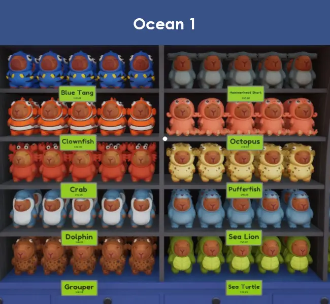Ocean capybaras in Sort The Capybaras, part 1