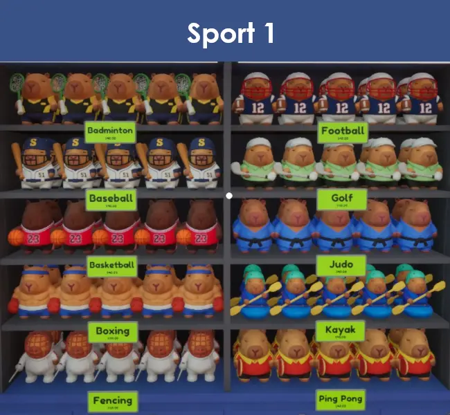 Sport capybaras in Sort The Capybaras, part 1
