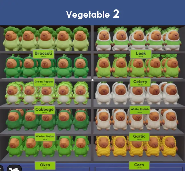 Vegetable capybaras in Sort The Capybaras, part 2