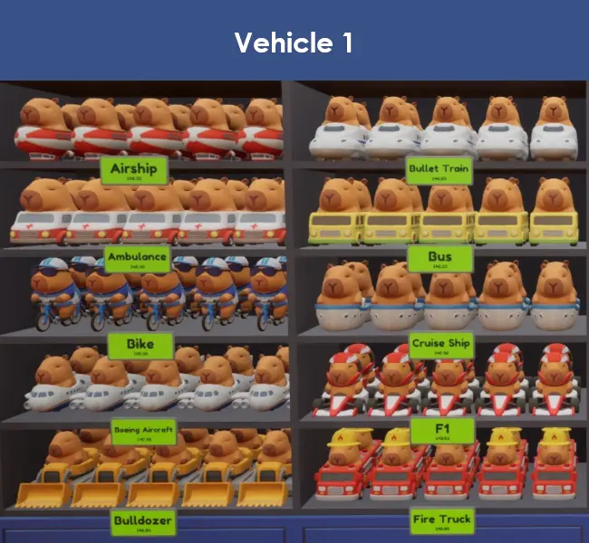 Vehicle capybaras in Sort The Capybaras, part 1