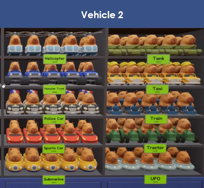 Vehicle capybaras in Sort The Capybaras, part 2