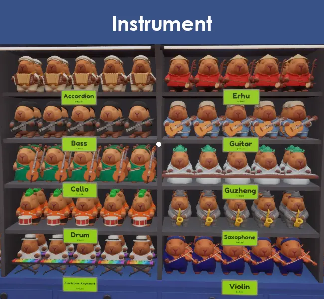 Instrument capybaras in Sort The Capybaras