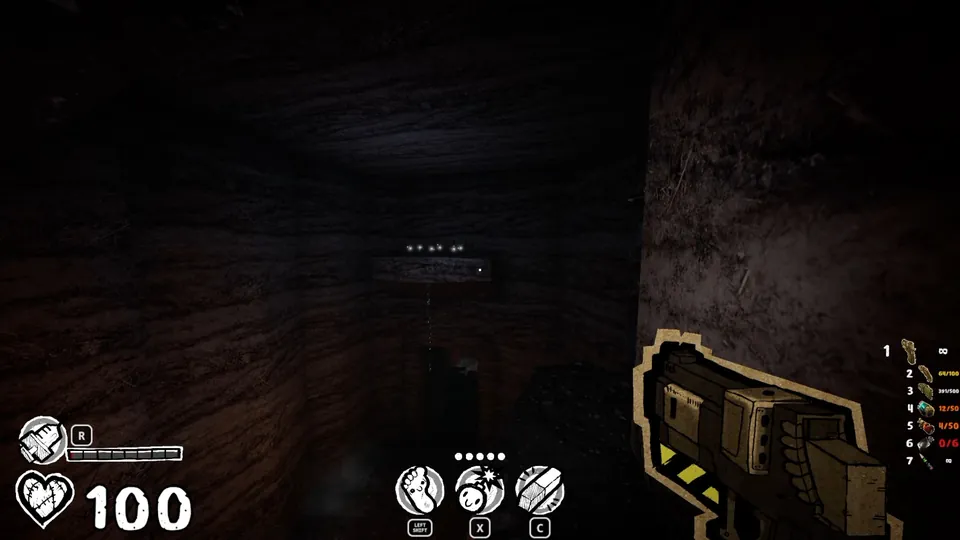 Platform across from the ladder in the dark