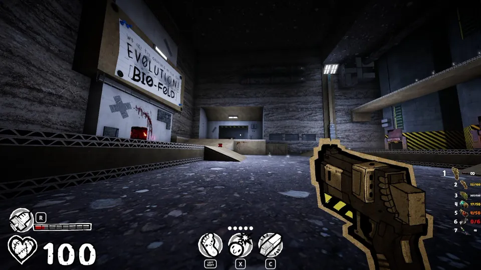 Room with barrels and the Evolution Bio-Fold sign