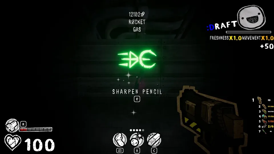 Glowing green sign in the dead end
