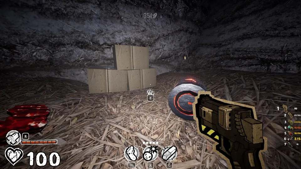 Boxes to the left of the treaded vehicle