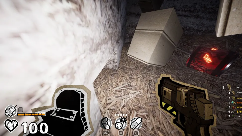 Crawlspace behind the moved boxes