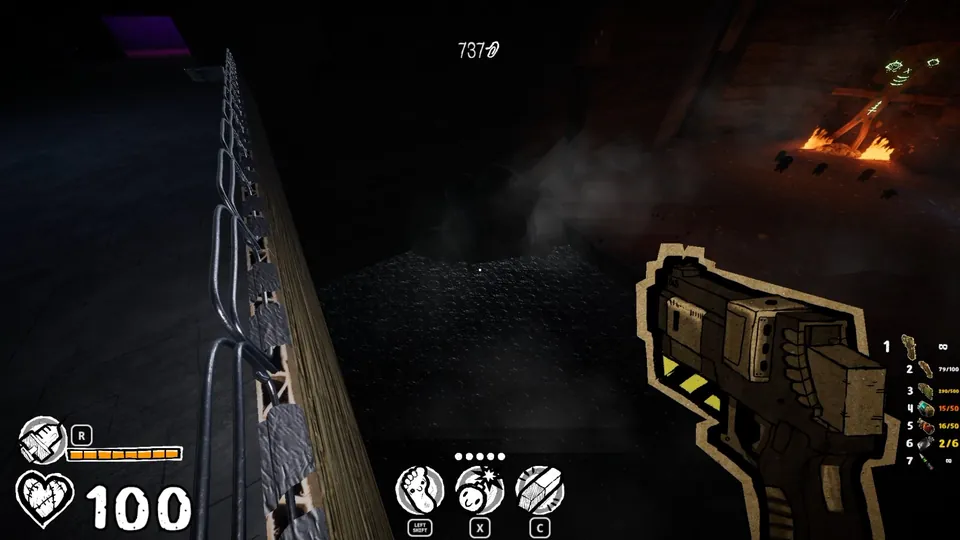 Burning effigy seen from the platform