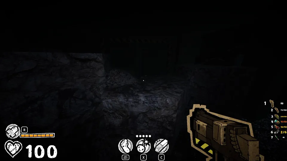 Small dark area below the platform