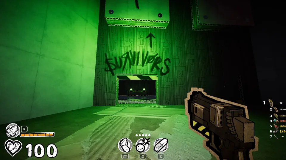 Elevator with the survivors sign