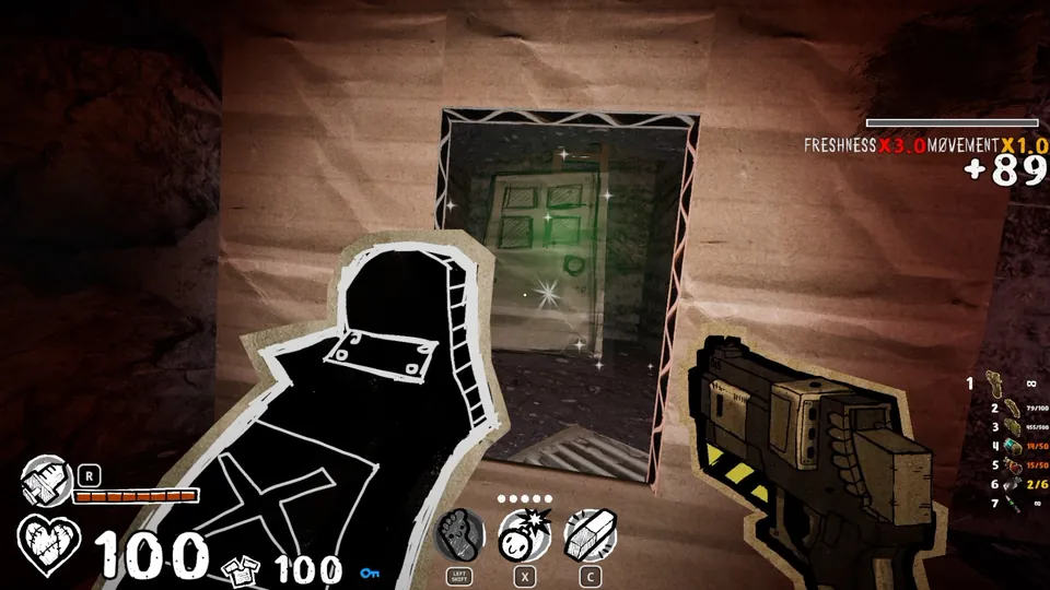 Door drawn on the sparkling wall