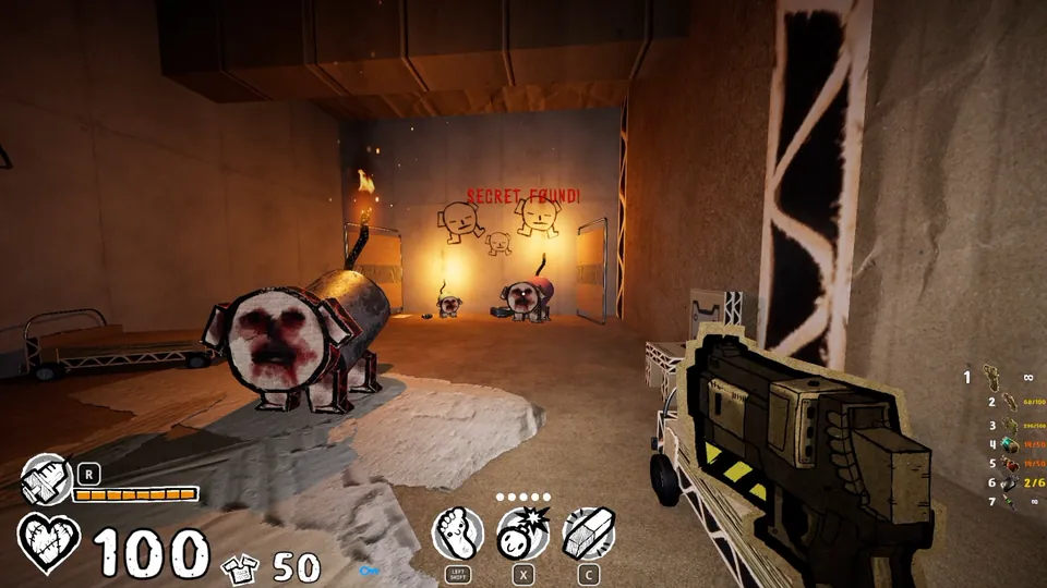 Dog behind the opened wall