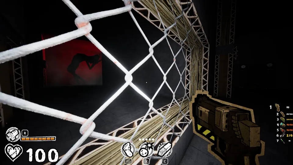 Shadow of the crying creature behind a fence