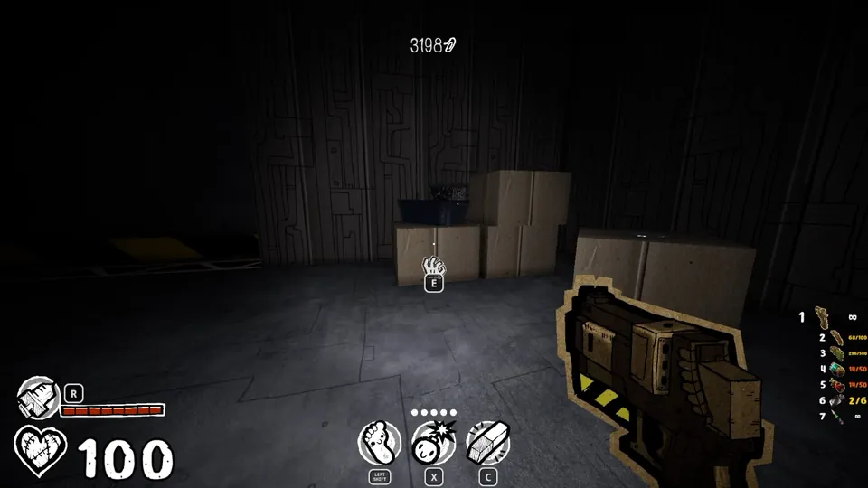 Opened wall behind the boxes