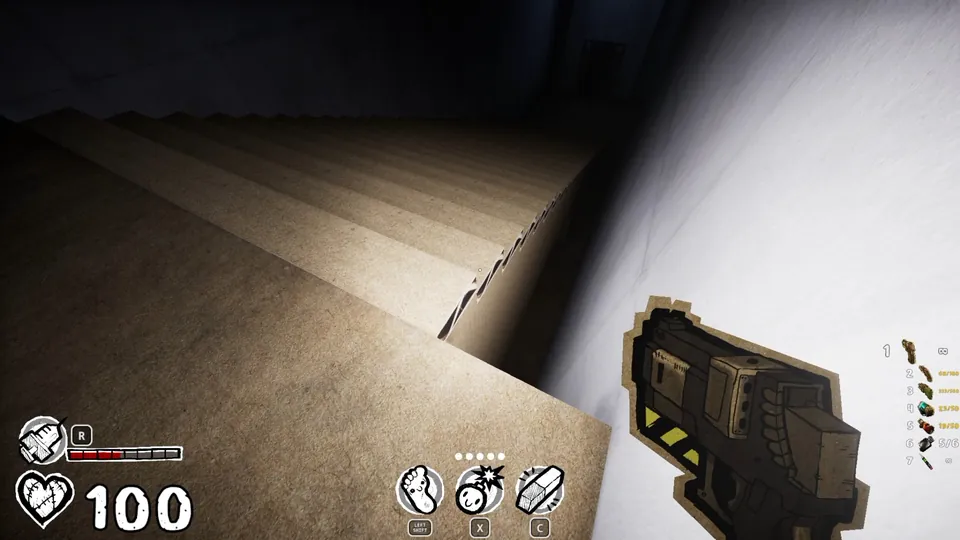 Narrow gap between the wall and the big staircase