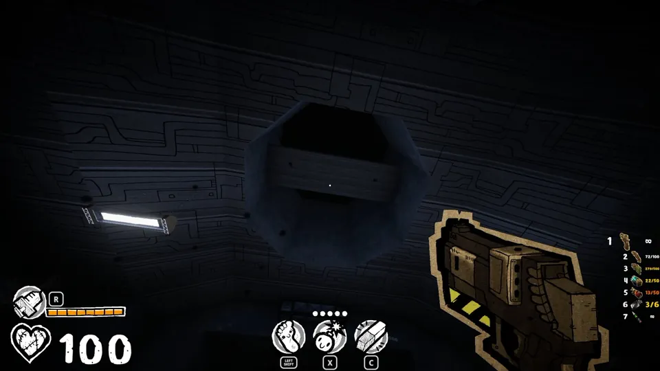 Platform high above the room center